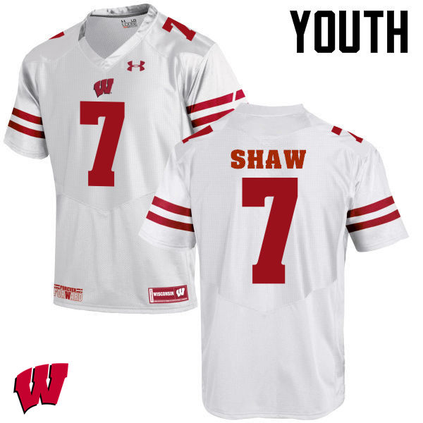 Wisconsin Badgers Youth #7 Bradrick Shaw NCAA Under Armour Authentic White College Stitched Football Jersey DC40O26YQ